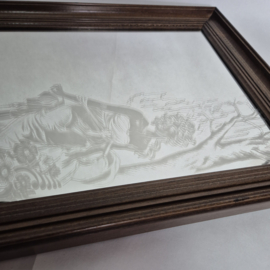 Vintage wandspiegel met gegraveerde godin | Art Nouveau stijl
