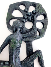 70s kunstwerk, Kunsthars, jaren 70, vintage kunst, wandsculptuur