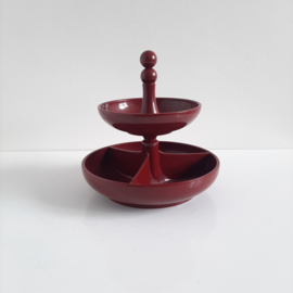 Jaren 70 snacktoren Emsa, pindaset, space age design, vintage snackset