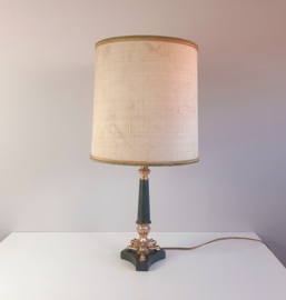 Vintage klassieke tafellamp | Antieke lamp | French empire lamp | Messing met hout