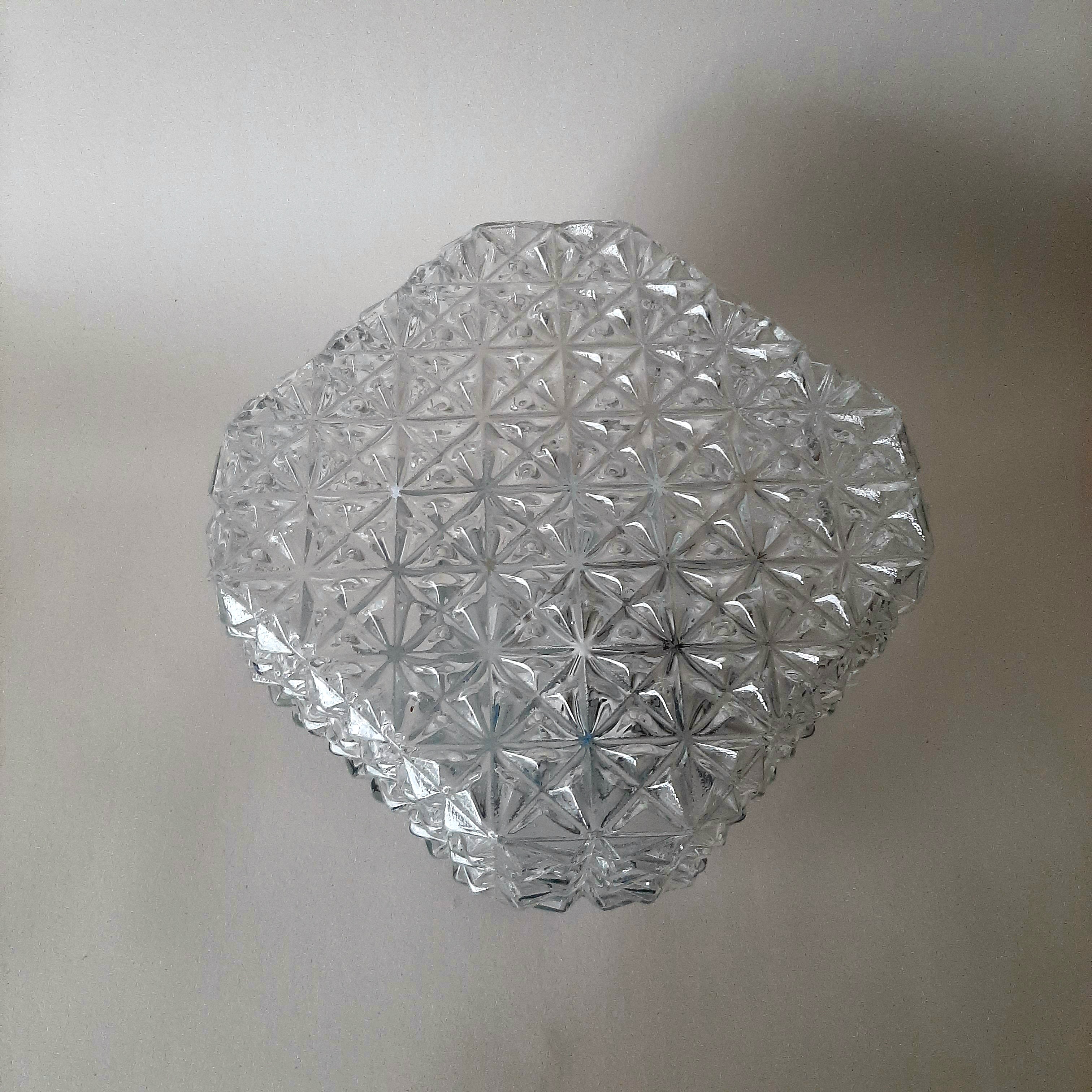 Jaren 60 glazen plafondlamp | Achthoekige, vintage plafonniere