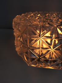 Jaren 60 glazen plafondlamp | Achthoekige, vintage plafonniere