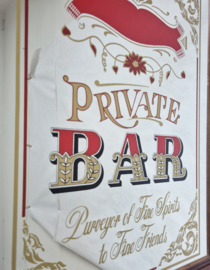 Vintage “Private Bar” spiegel | Pub/Bar decor | Reclamebord