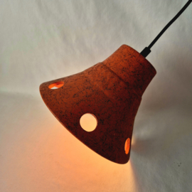 Oranje keramische hanglamp | Vintage jaren 70 lamp