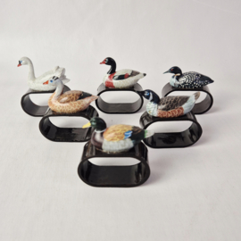 Set vintage servethouders met vogels