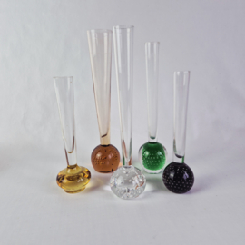 Set van 5 vaasjes bubbels | Gekleurde glazen bolvazen | Rozenvaas