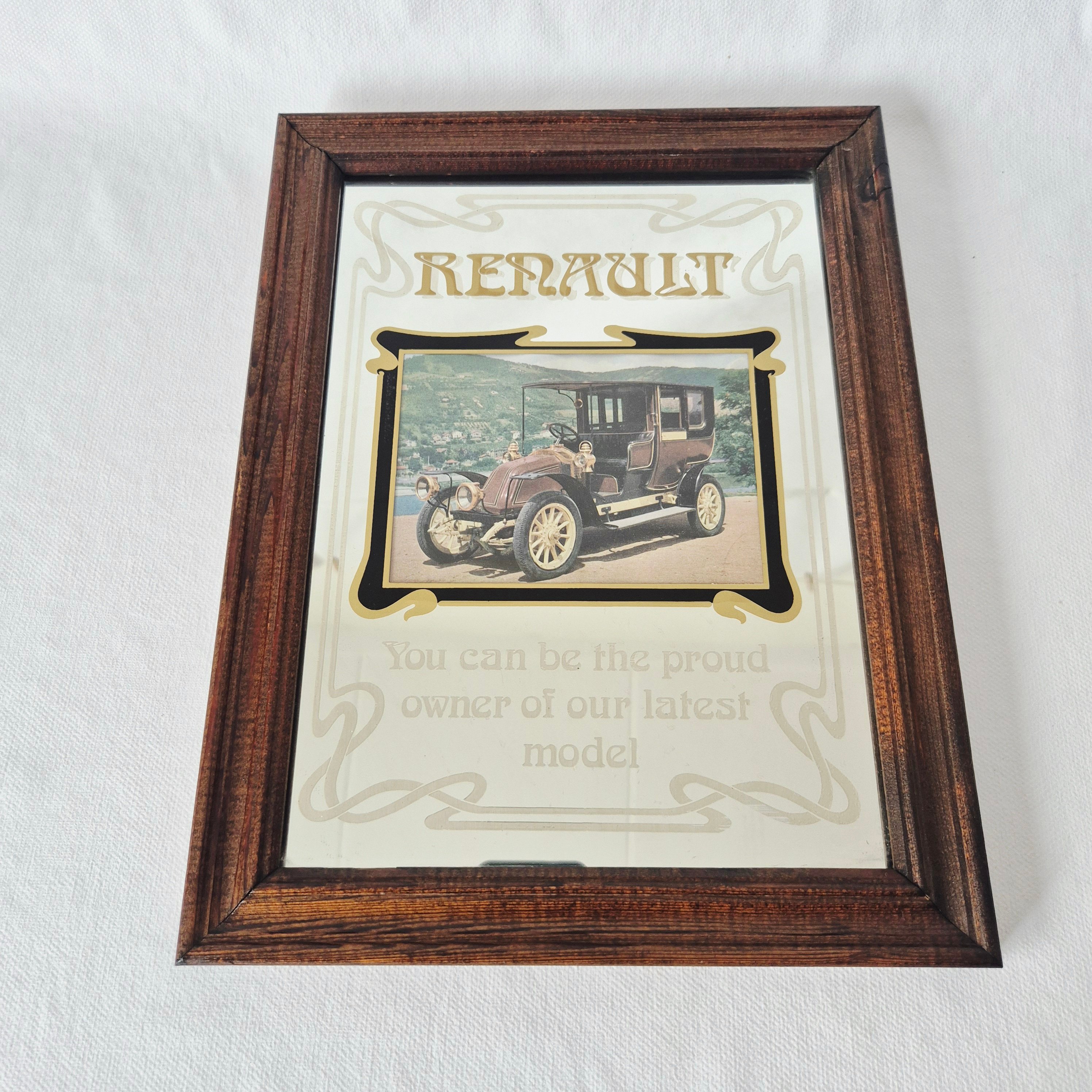 Vintage spiegel Renault | Reclamebord | Auto reclamebord