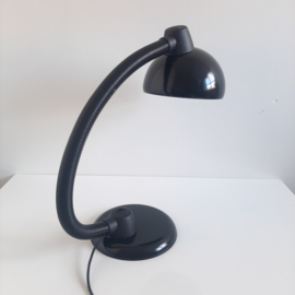 Vintage zwarte bureaulamp met gooseneck, jaren 80 tafellamp, design werklamp
