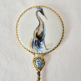 Vintage Limoges handspiegel – porselein en verguld metaal