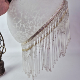 Vintage glazen hanglamp met kralen fringe