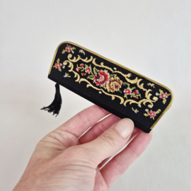 Vintage Petit Point etui met spiegel en kam