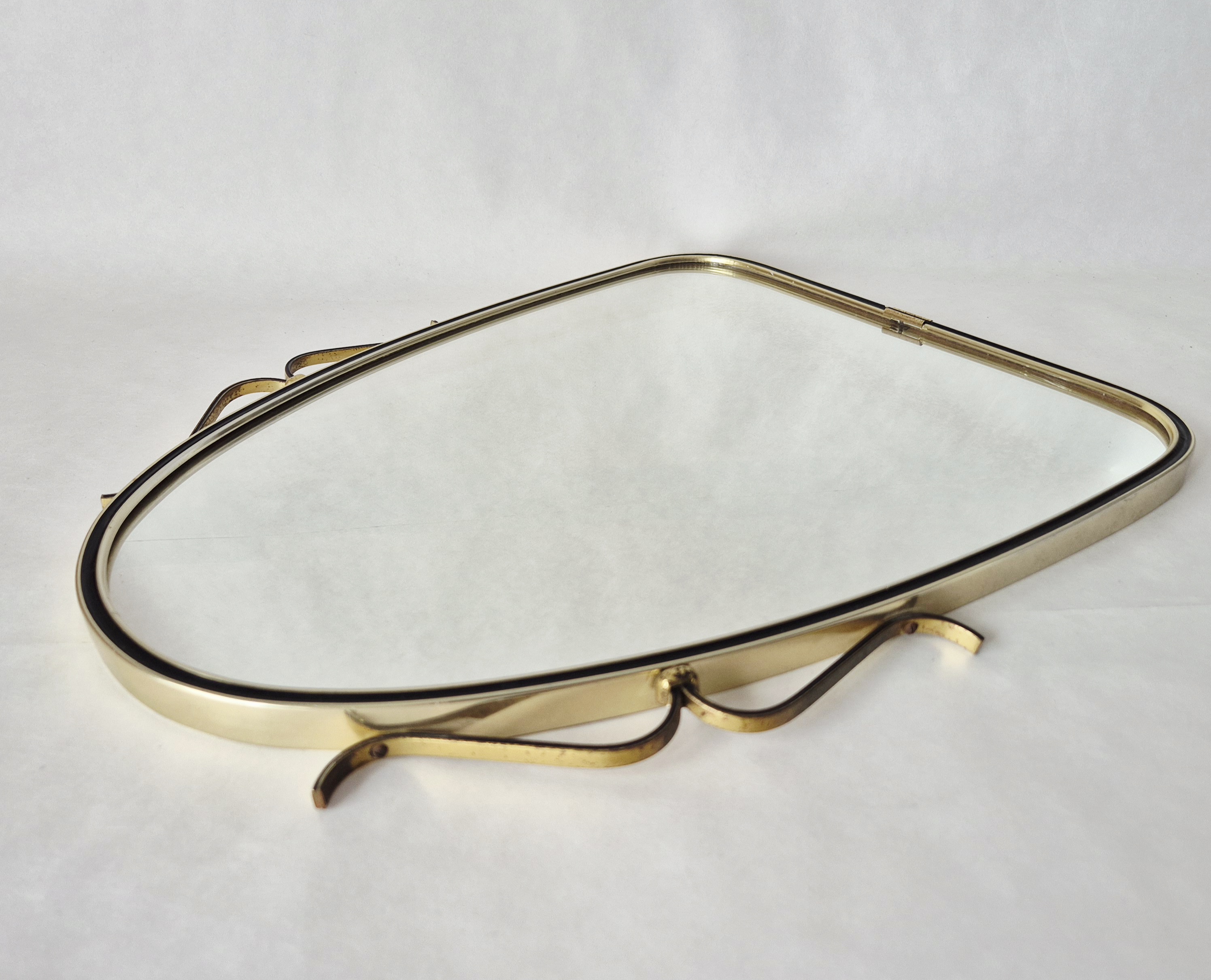 Jaren 60 messing spiegel | Vintage MCM wandspiegel | Mid-century modern spiegel