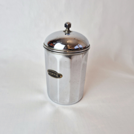 Set van 3 Art Deco chromen voorraadpotten met label