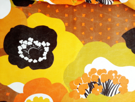 Vintage gordijn, jaren 70 raambekleding bloemmotief