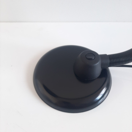 Vintage zwarte bureaulamp met gooseneck, jaren 80 tafellamp, design werklamp