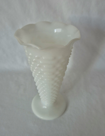 Anchor Hocking vaas | Vintage melkglazen vaas | Hobnail vaas