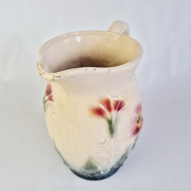 Pichet Barbotine | Vintage Franse Majolica Kan