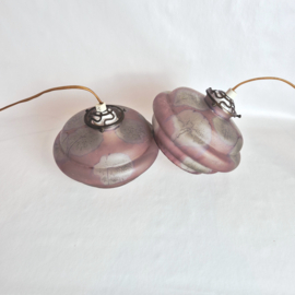 Art Deco glazen hanglampen set van 2