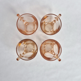 Set van 4 roze glazen mokken | Depression Glass