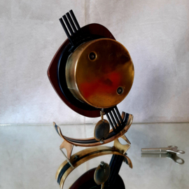 Vintage tafelklok Orfac, mcm klok, jaren 60 klok met pendule