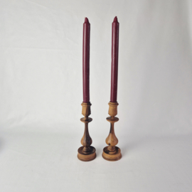 Vintage Teakhouten Kandelaars Set van 2