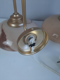 Vintage wandlamp met glazen gemarmerde kap | Glazen wandlamp