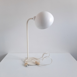 Vintage witte bureaulamp, jaren 70 tafellamp, design werklamp