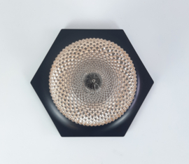 Jaren 60 plafondlamp, op hexagon plaat