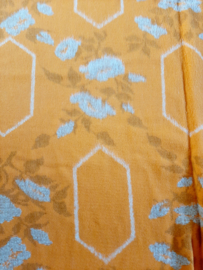 Vintage jaren 70 deken, wollen deken, oranje/beige, Bloem decor
