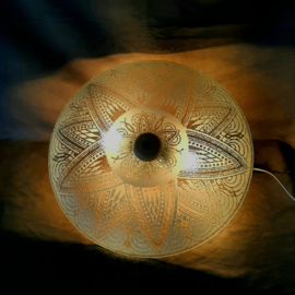 Jaren 60 plafondlamp | Grote glazen plafondlamp van bewerkt glas | Vintage lamp