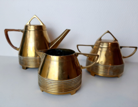 Art Deco theeset van J. N.  Daalderop Tiel | Theekan, suikerpot en melkkan | Jaren 30