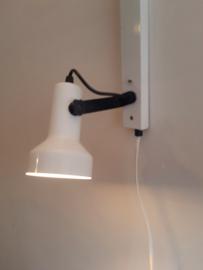 Vintage spotjesbalk wit met zwart, jaren 70 wandverlichting, origineel, wandspotjes