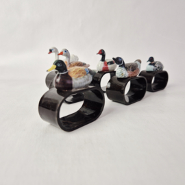 Set vintage servethouders met vogels