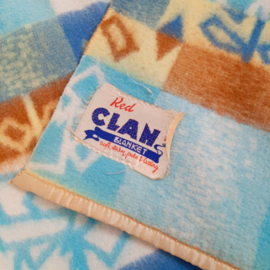 Vintage jaren 70 wollen deken, bloemen, Red Clan Blanket