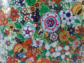Vintage blikken trommel, ontworpen door Daher, Long Island N.Y.