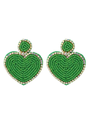 Oorbellen kralen hart & rondje - Groen