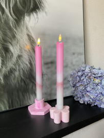 Ledkaars - Neon roze/roze met Roze Glitter