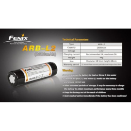 Fenix 18650 Li-ion accu 2600 mAh