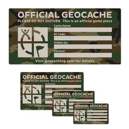 Groundspeak small cache label - camouflage groen