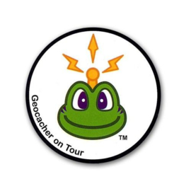 CacheQuarter Sticker Signal the Frog: Geocacher on tour