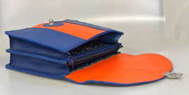 Kobalt blauwe en oranje A4 tas