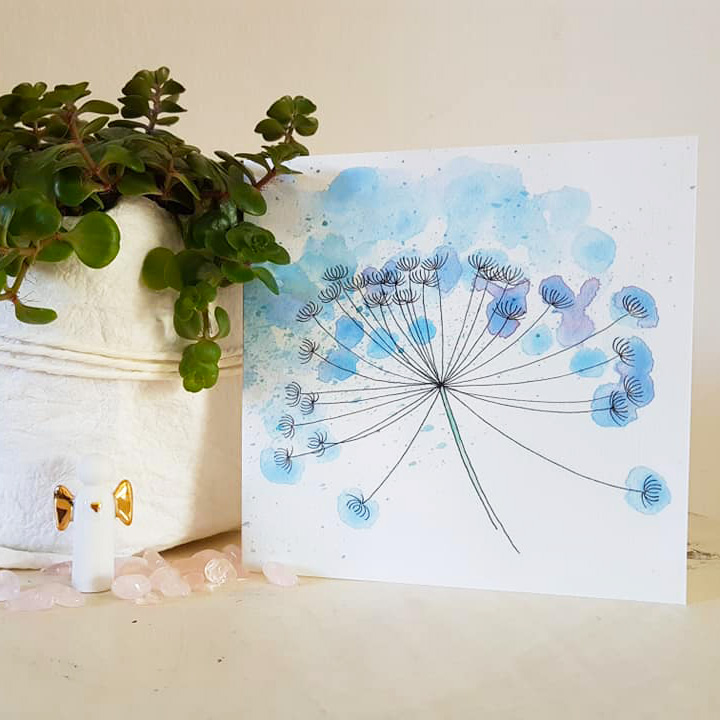 Wenskaart Blauwe Bloem