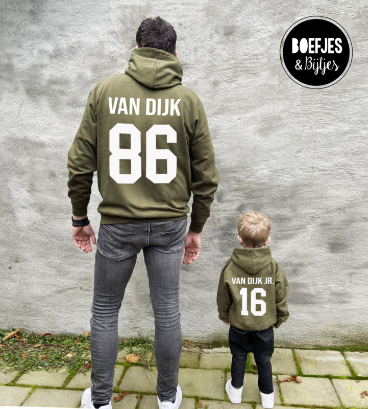 TWINNING HOODIES | Boefjes en Bijtjes B2B TWINNING |NAAM + RUGNUMMER | Boefjes & Bijtjes