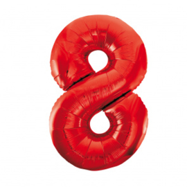 Folieballon ''Cijfer 8 rood'' (34'')