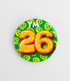 Button ''26 jaar'' (Klein)