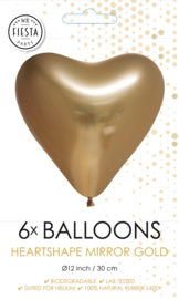 Hartballonnen ''Goud'' (6 stuks)