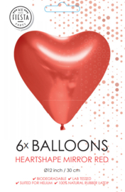 Hartballonnen ''Chrome Rood'' (6 stuks)