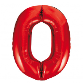 Folieballon ''Cijfer 0 rood'' (34'')