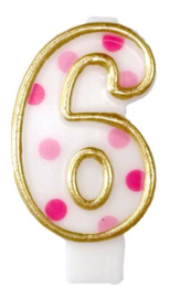 Cijferkaars Roze "6"