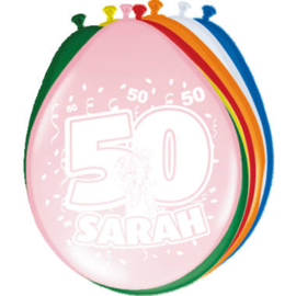 Ballonnen ''Sarah 50 jaar'' (10 stuks)